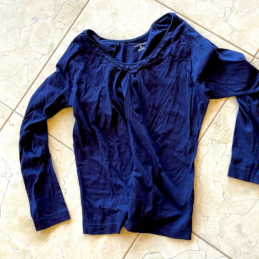 Landsend Women’s Long Sleeve Ruffle V-Neck Top Size S